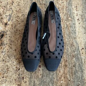 Zara Sheer Black Polka Dot Flats